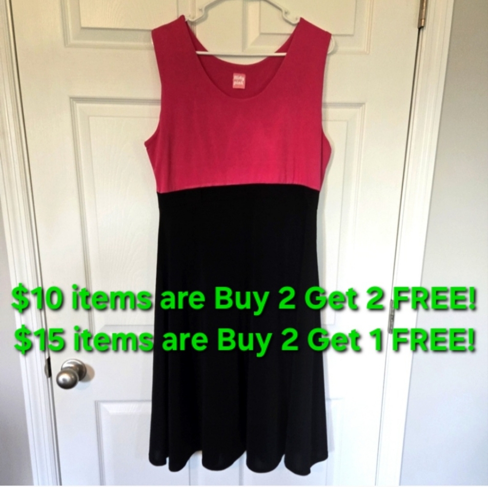 FLIRTY PINK COLORBLOCK SLEEVELESS DRESS